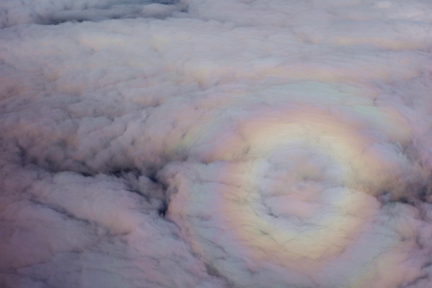 Круглая радуга на облаках с высоты 9-10 т. м.