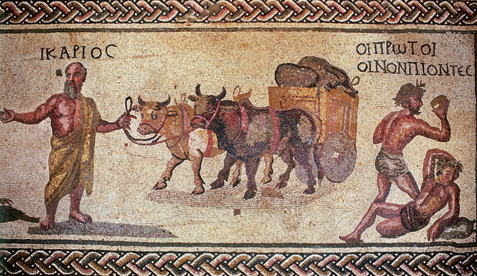 Мозаика - Икарий и Дионис и пьяные пастухи